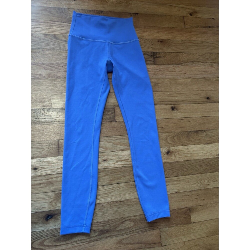 Lululemon Blue Wunder Under Leggings Size 2 Athleisure Gym Sporty Comfort Yoga